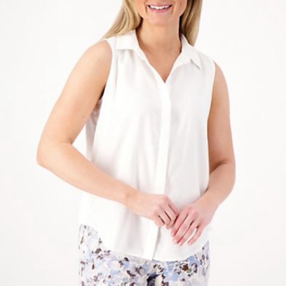 Side Stitch Side Button Sleeveless Blouse